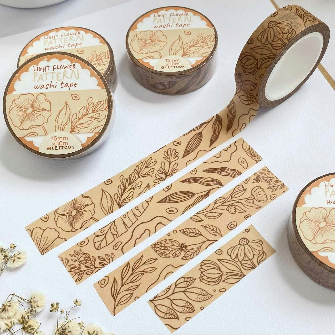 Washi tape Lettoon - Light Flower Pattern 15 mm