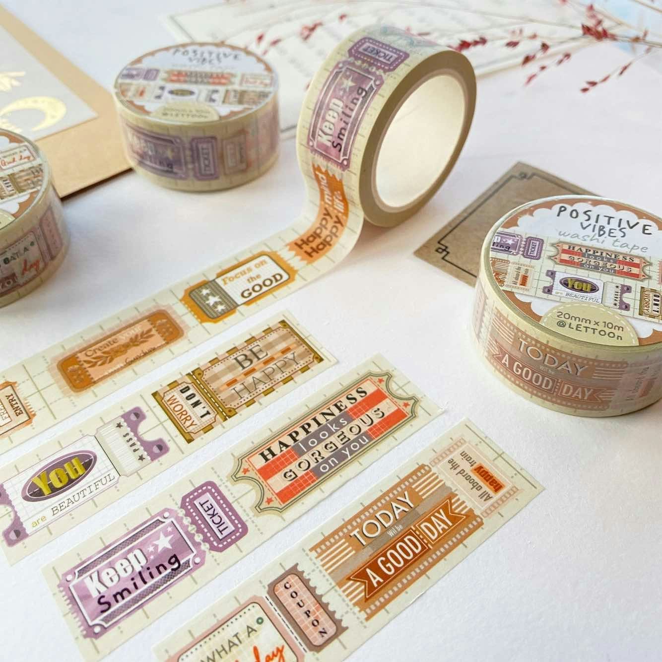 Washi tape Lettoon - Positive Vibes 20 mm