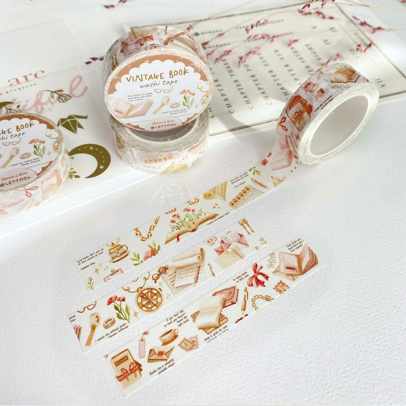 Washi tape Lettoon - Vintage Book 15 mm
