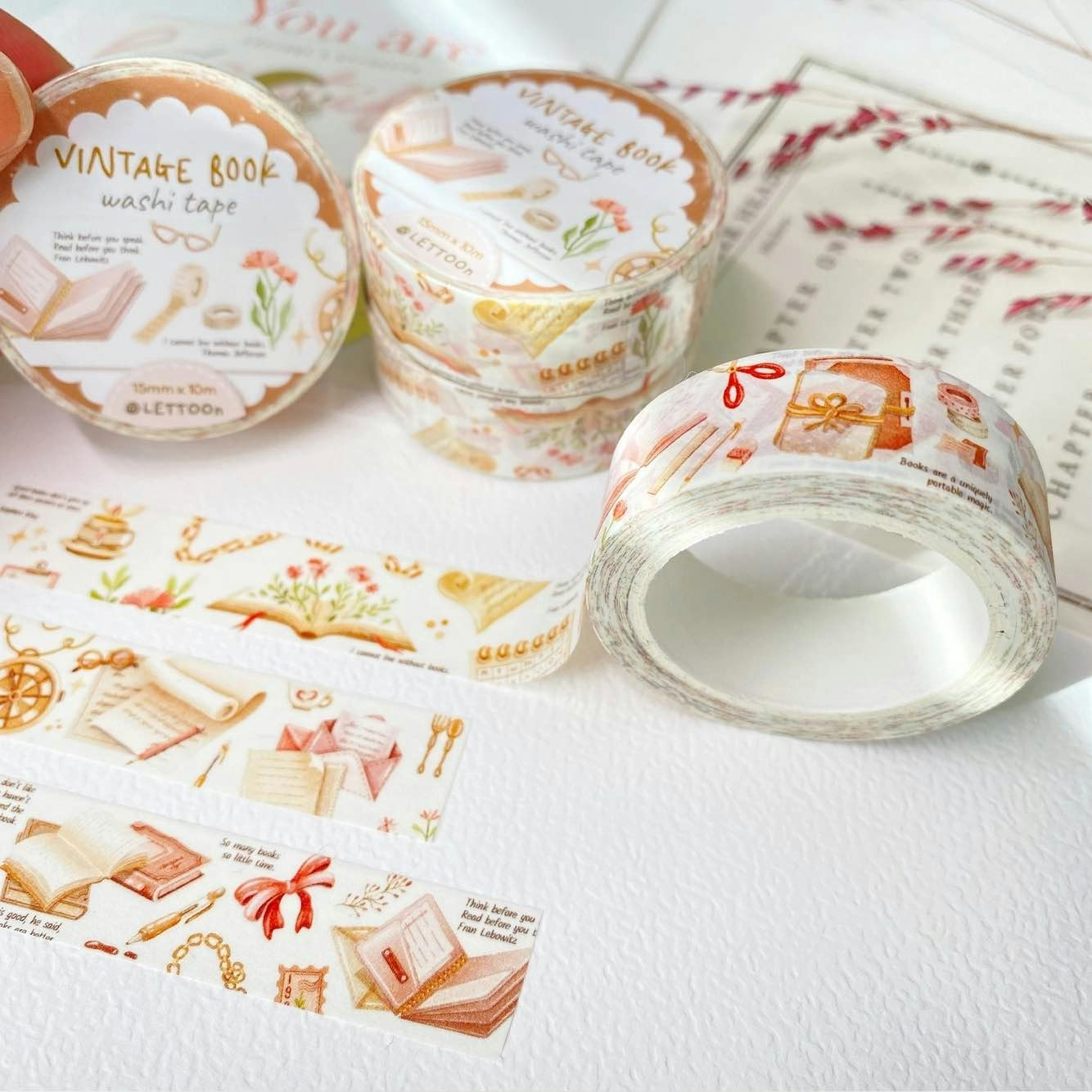 Washi tape Lettoon - Vintage Book 15 mm