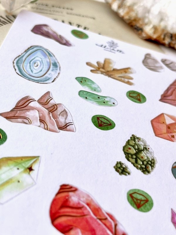 Washi Stickers Nikki Dotti - Gems gold foiled