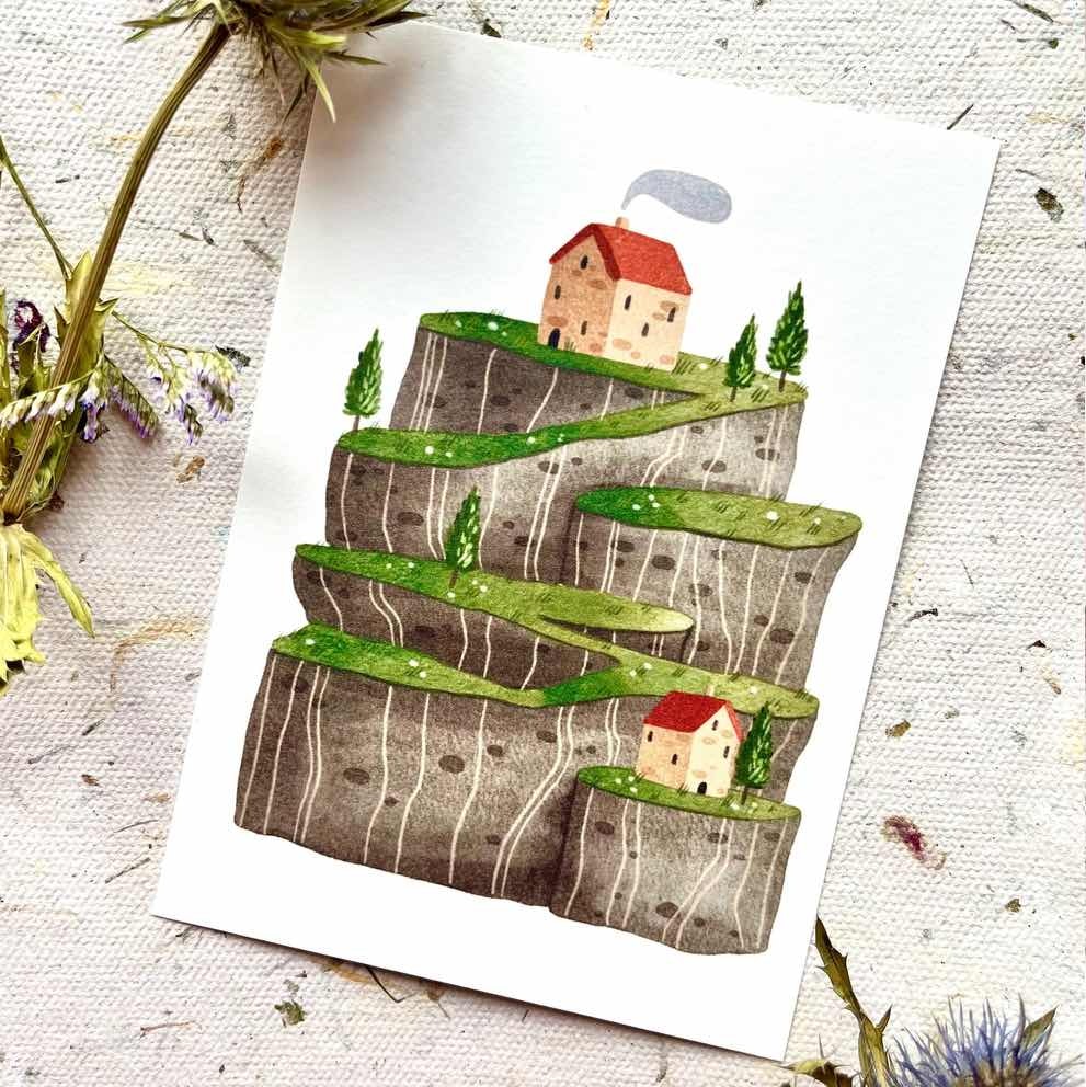 Vykort Nikki Dotti - Houses on the Hill