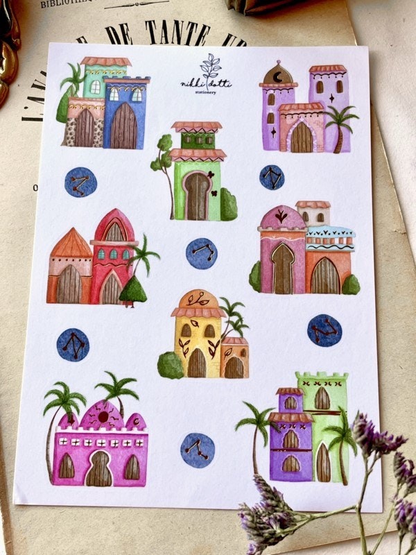 Washi Stickers Nikki Dotti - Mystical houses gold foiled