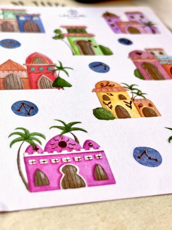 Washi Stickers Nikki Dotti - Mystical houses gold foiled