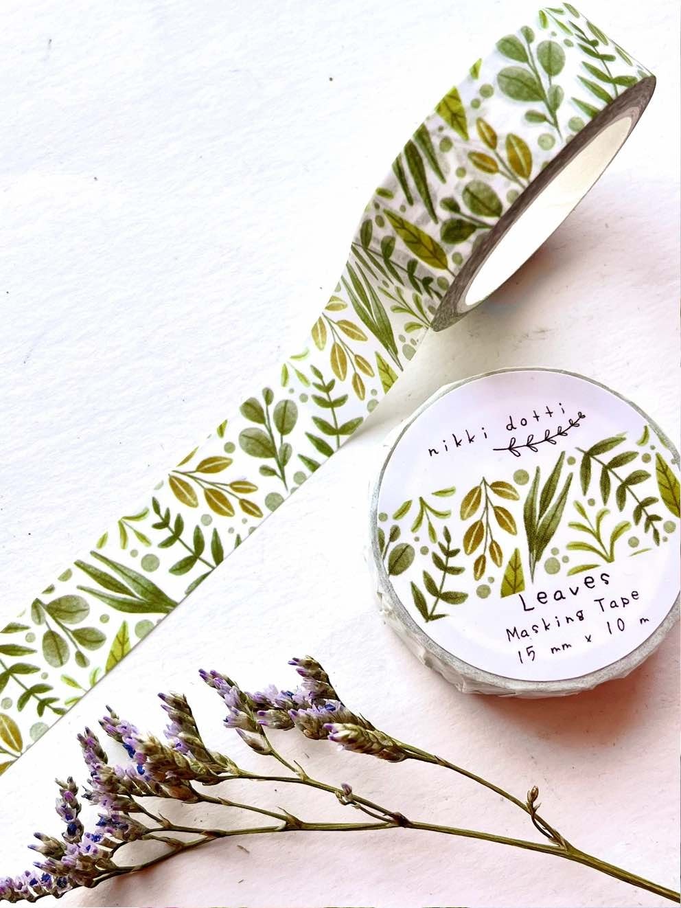 Washi tape Nikki Dotti - Leaves 15 mm