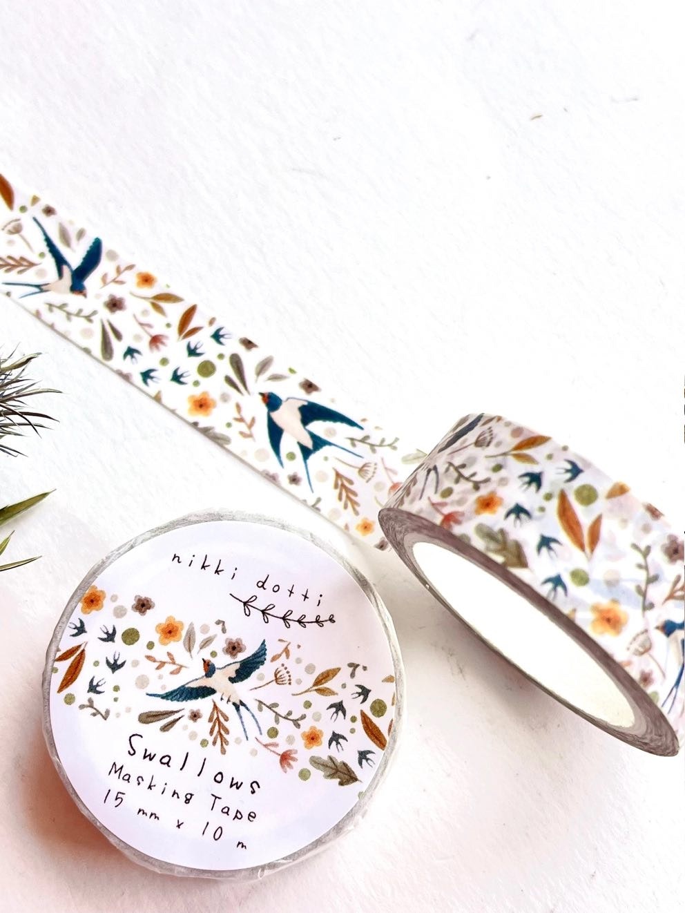 Washi tape Nikki Dotti - Swallows 15 mm