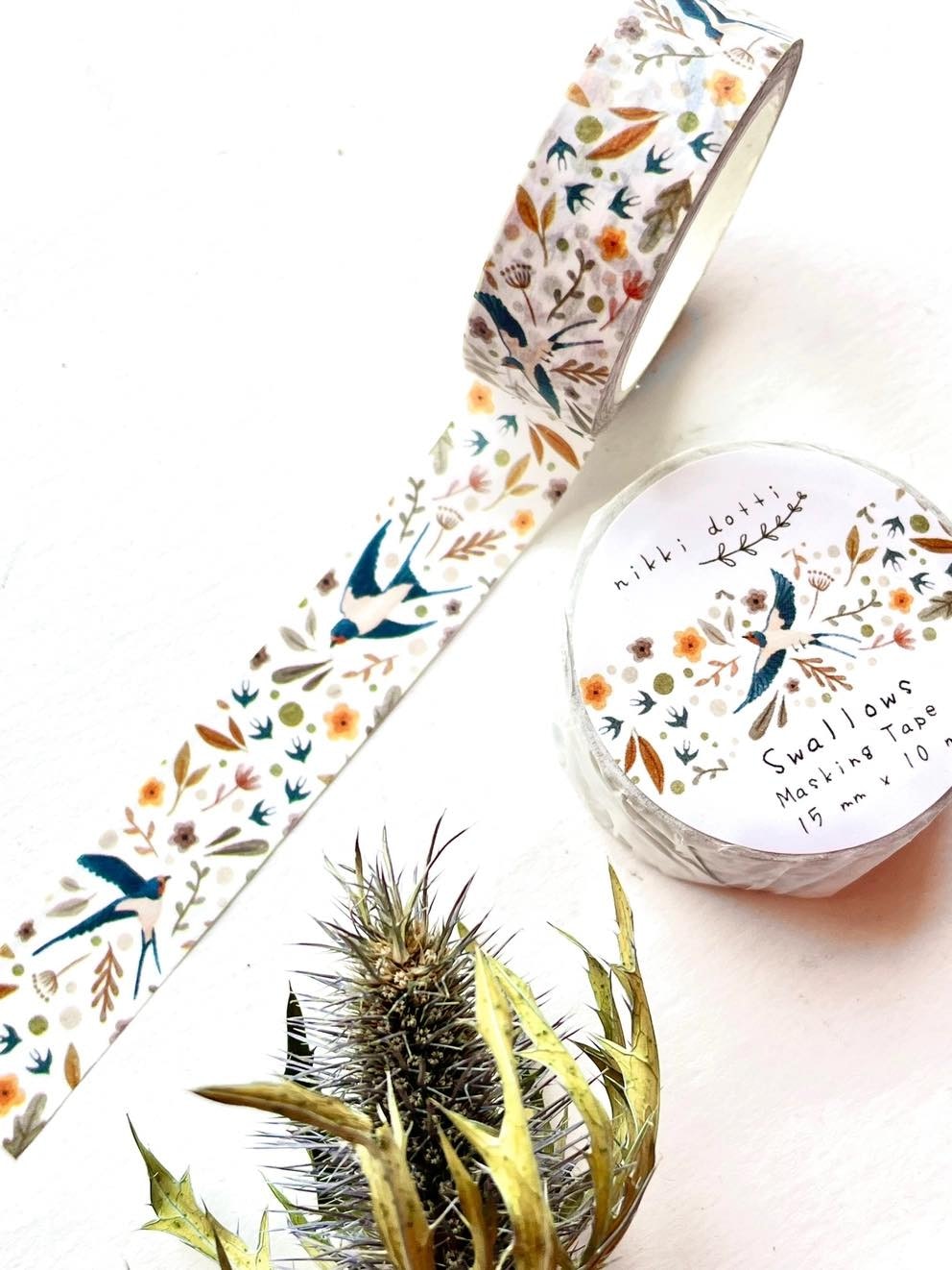 Washi tape Nikki Dotti - Swallows 15 mm