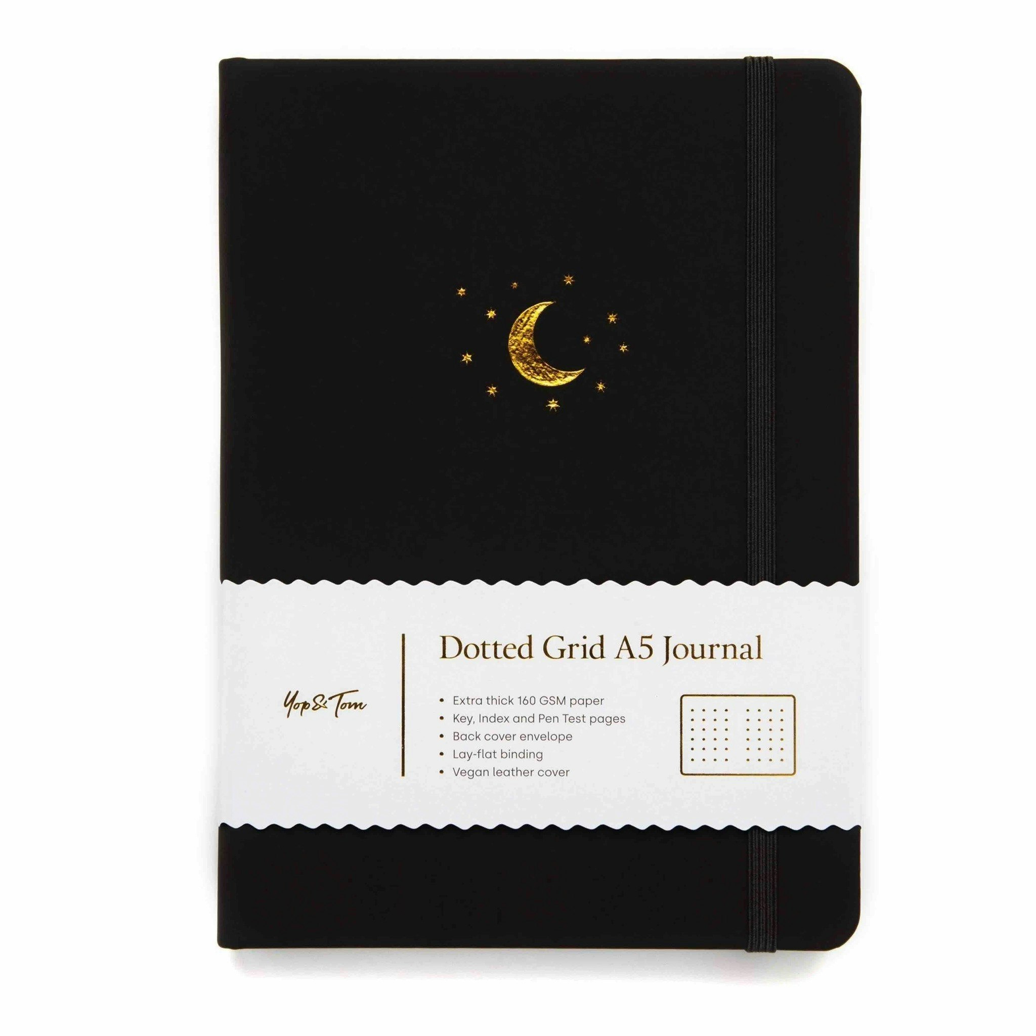 Yop & Tom Dot Grid Journal - Moon & Stars Charcoal A5