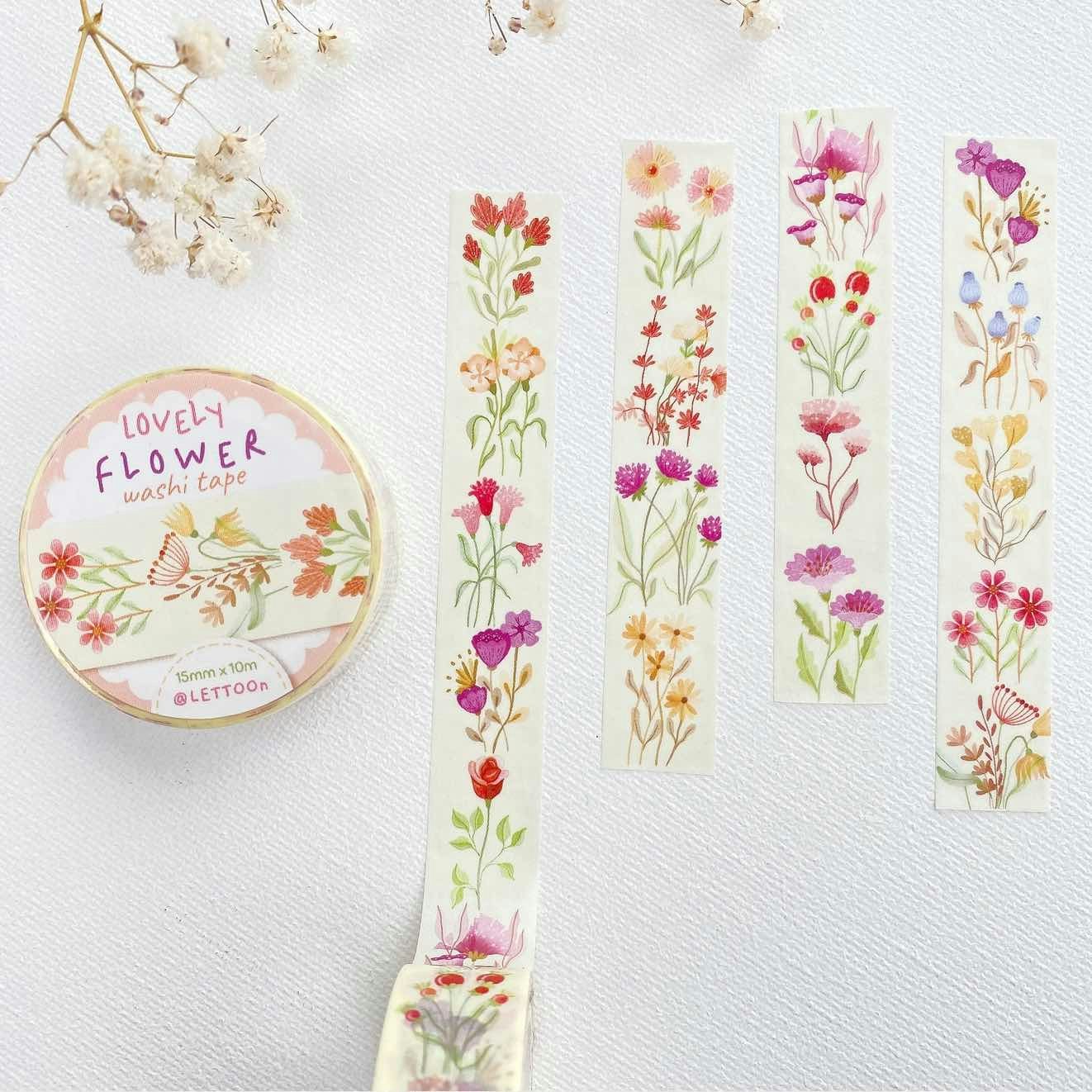 Washi tape Lettoon - Lovely Flower 15 mm
