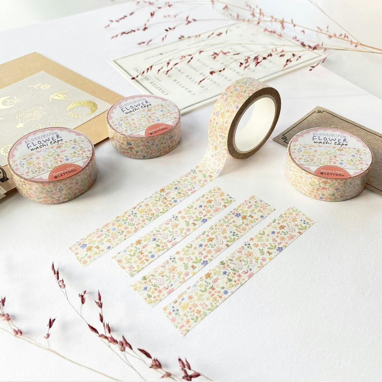 Washi tape Lettoon - Blooming Flower 15 mm
