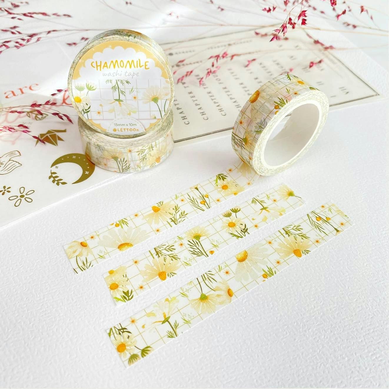 Washi tape Lettoon - Chamomile 15 mm