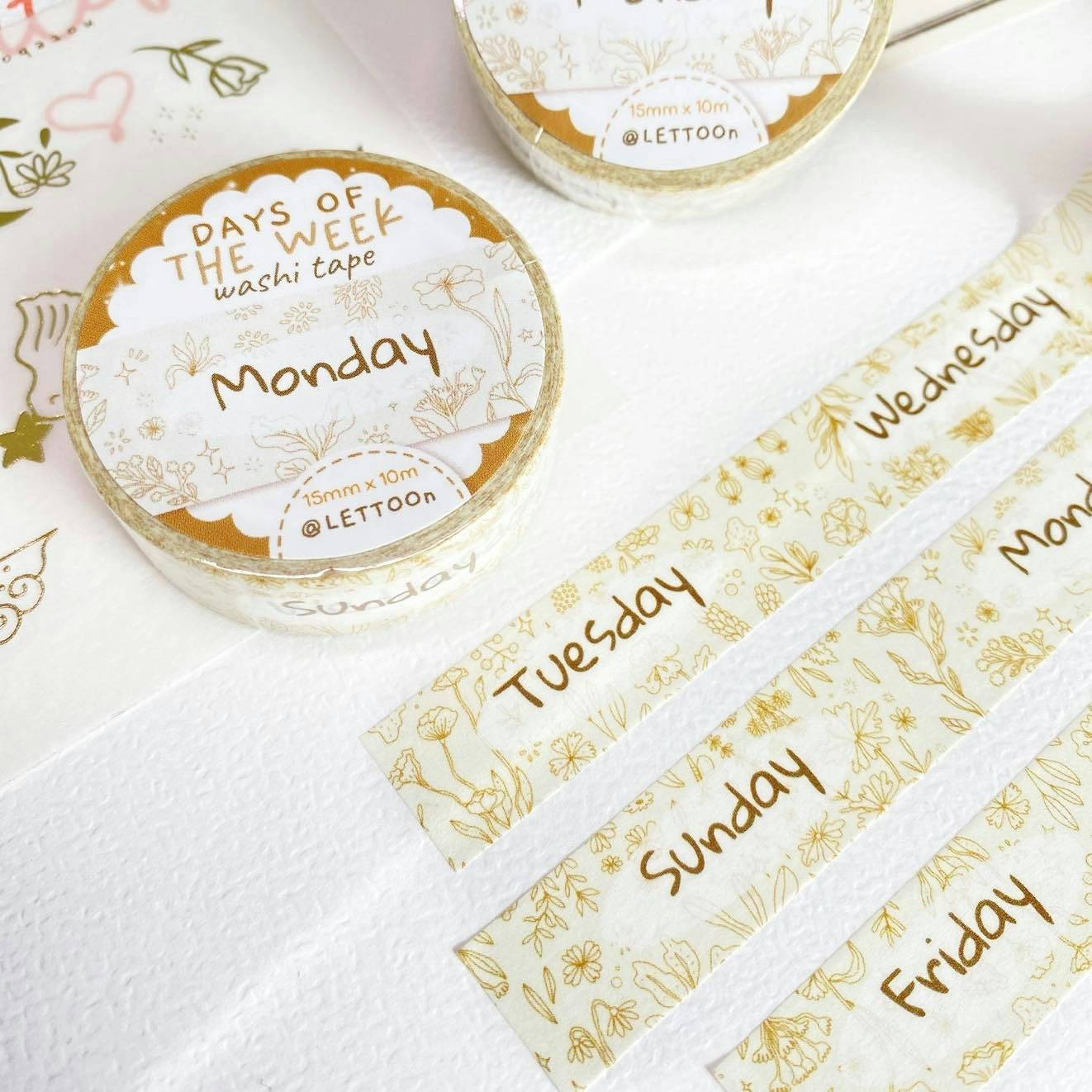 Washi tape Lettoon - Days of the Week 15 mm
