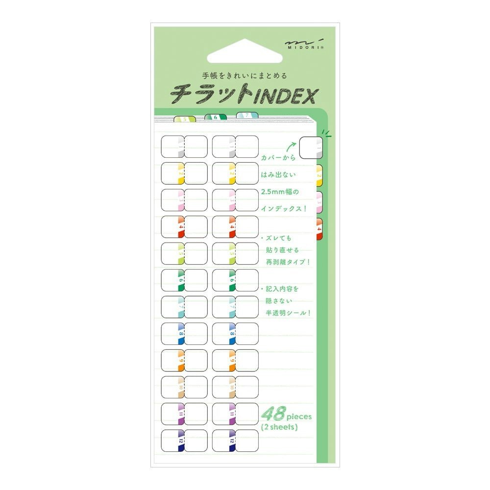 Midori Index Label Chiratto Numbers Color