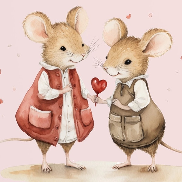 Vykort Penpaling Paula - Valentine's Mice