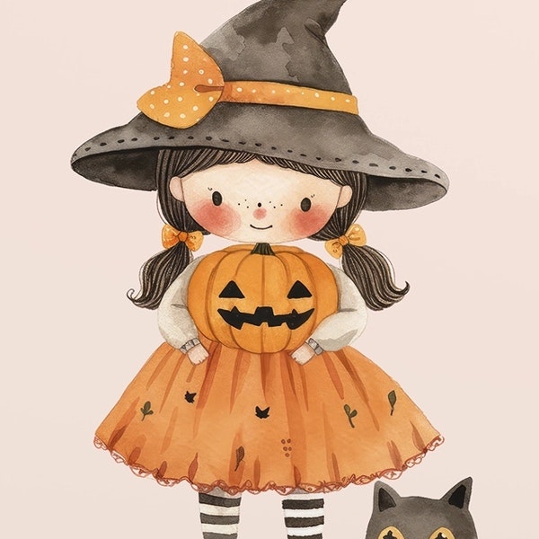 Vykort Penpaling Paula - Witch and Cat