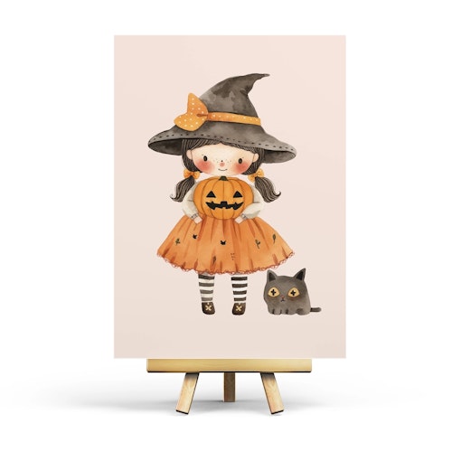 Vykort Penpaling Paula - Witch and Cat