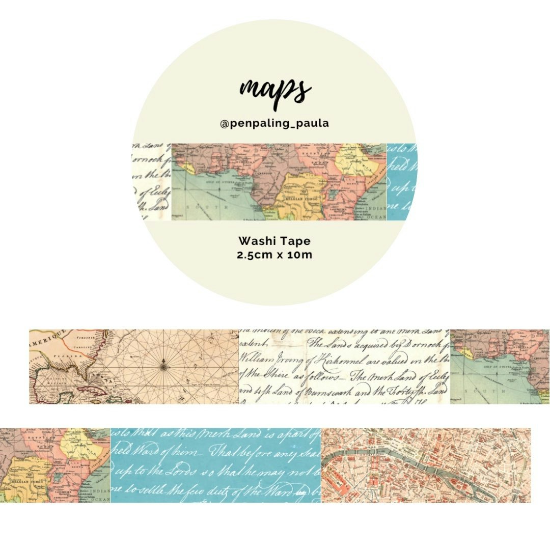 Washi Tape Penpaling Paula - Maps 25 mm