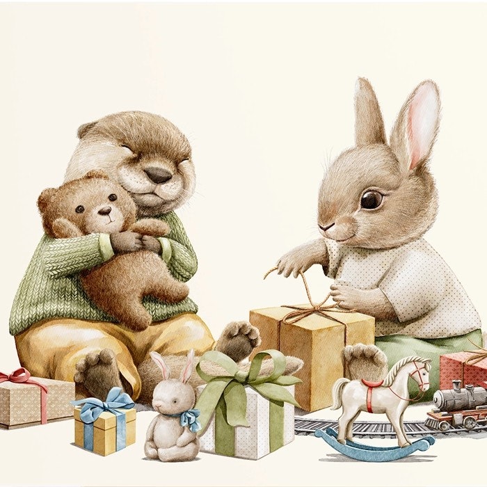 Vykort Penpaling Paula - Opening Presents