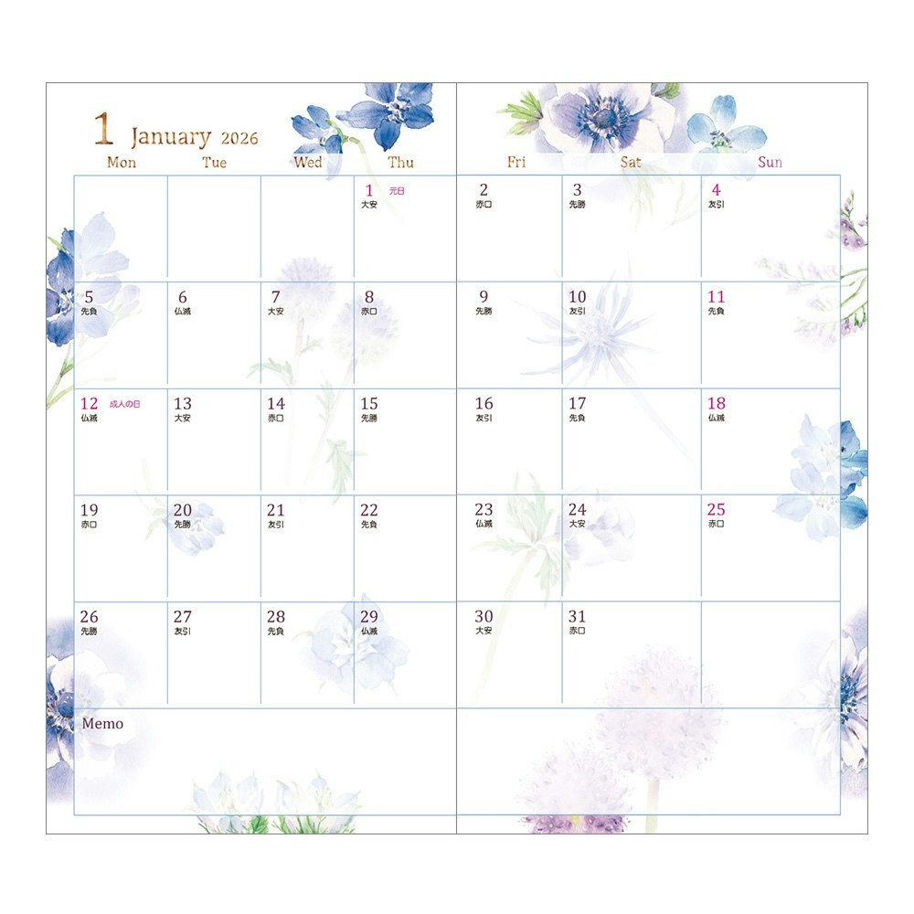 Midori 2026 Pocket Diary Slim Country Time Flower