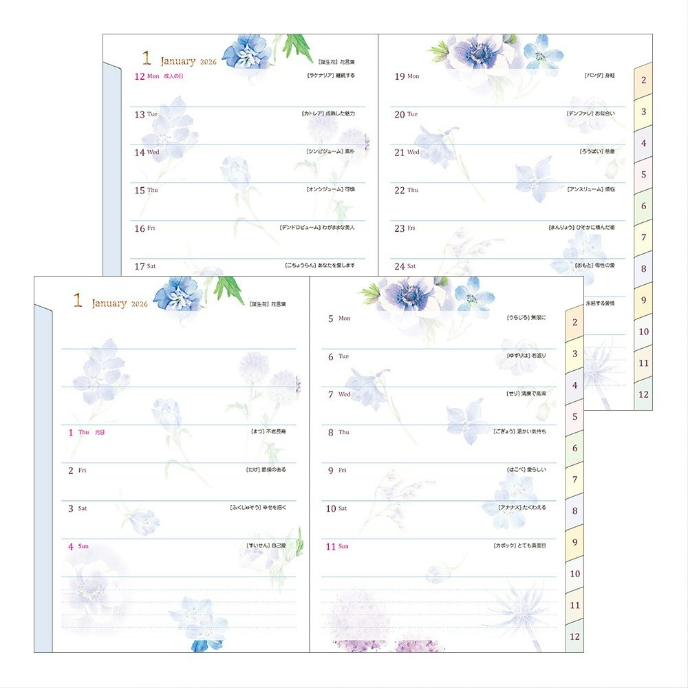 Midori 2026 Pocket Diary A6 Country Time Flower