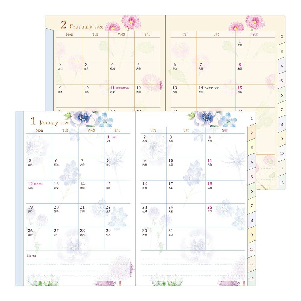 Midori 2026 Pocket Diary B6 Country Time Flower