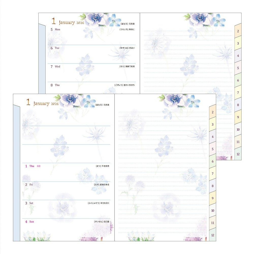 Midori 2026 Pocket Diary B6 Country Time Flower