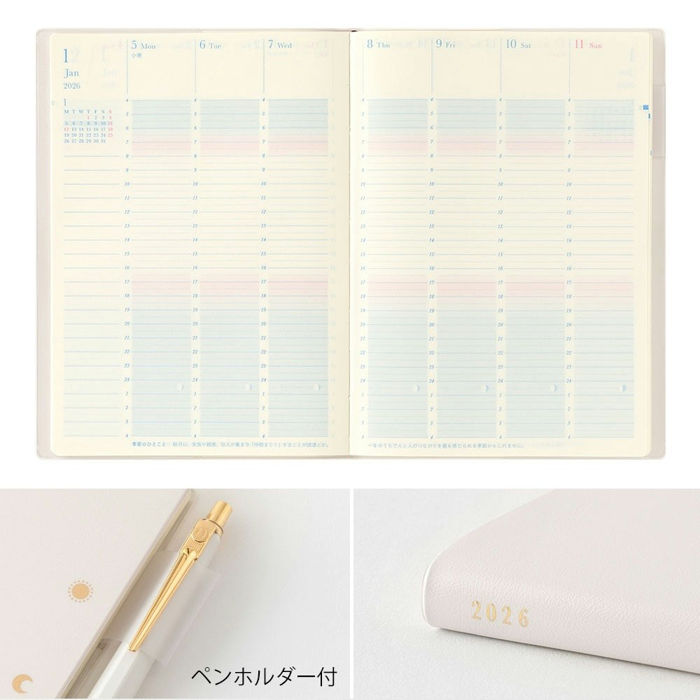 Midori 2026 Gradation Diary Day Length B6 Ivory