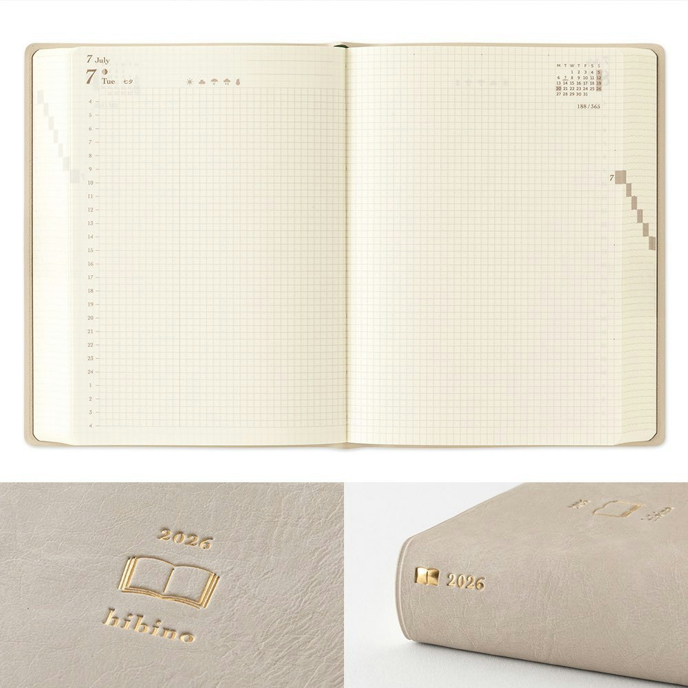 Midori 2026 Diary Hibino A6 Grey