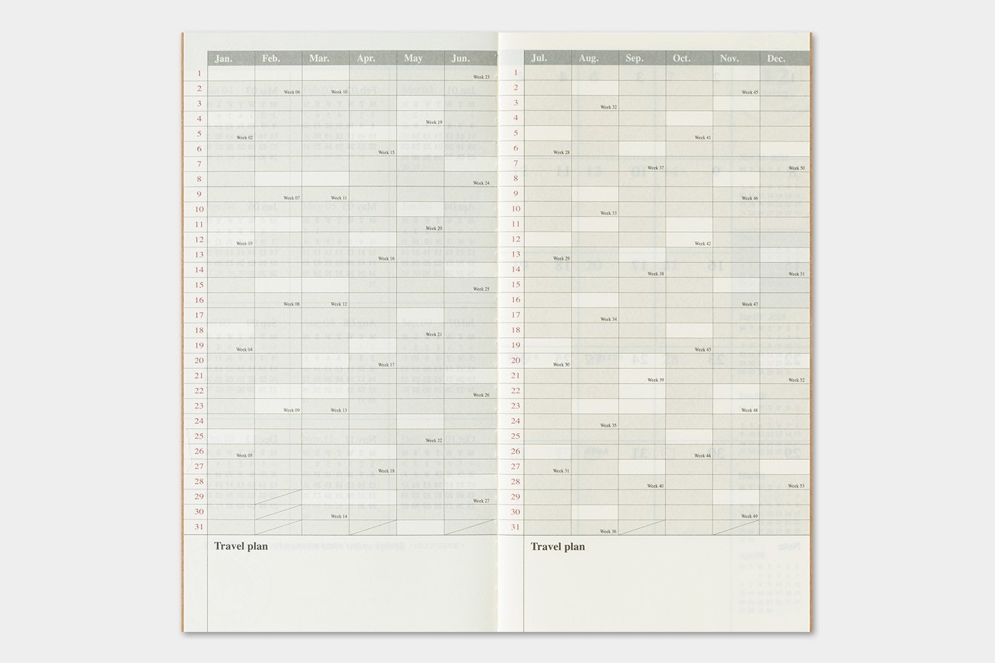 2026 Diary Refill (Monthly) - Regular Size // Traveler's Notebook