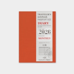 2026 Diary Refill (Monthly) - Passport Size // Traveler's Notebook