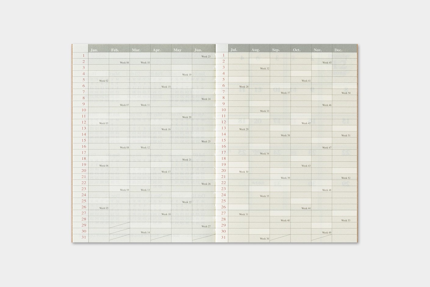2026 Diary Refill (Monthly) - Passport Size // Traveler's Notebook