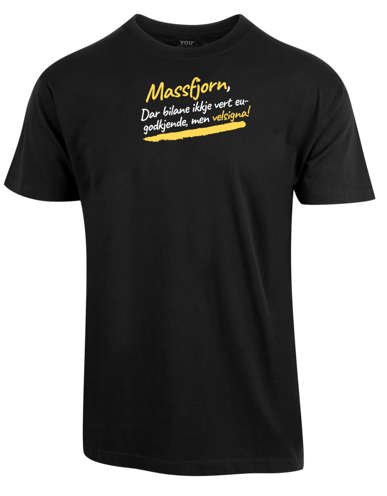 T-skjorte med teksten "Massfjorn"