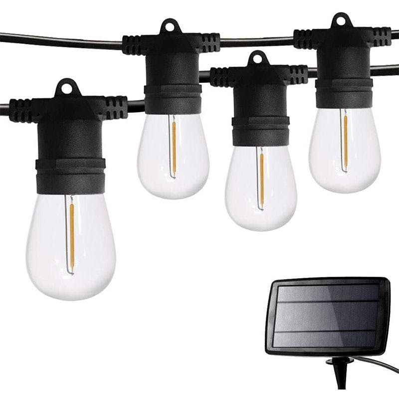Cadena de luces potente con panel solar de 10-20 m con 10-30 bombillas LED reemplazables - iluminación solar