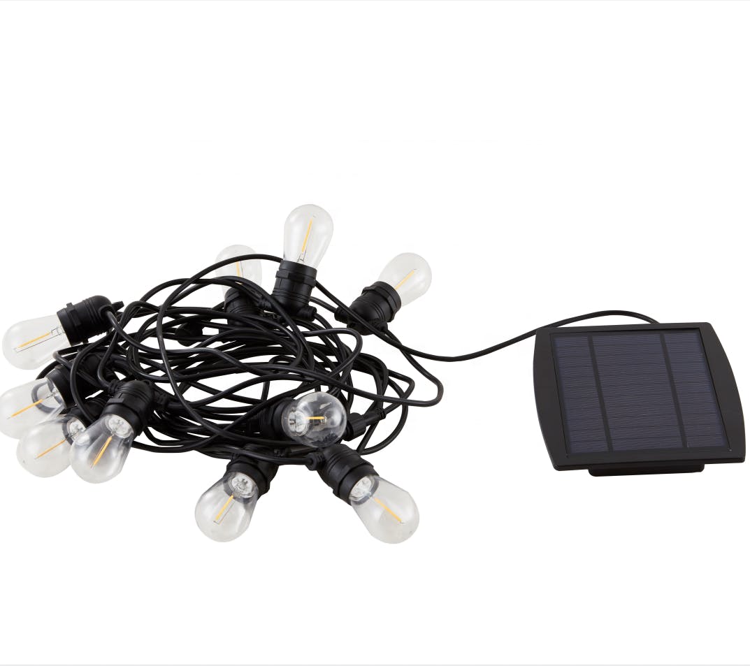 Cadena de luces potente con panel solar de 10-20 m con 10-30 bombillas LED reemplazables - iluminación solar