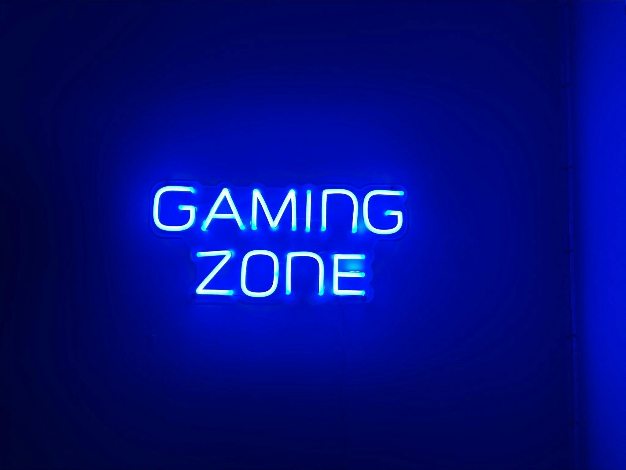 Neon LED-skilt "Gaming Zone" - 50x23 cm - Fuldt RGB med touch fjernbetjening.