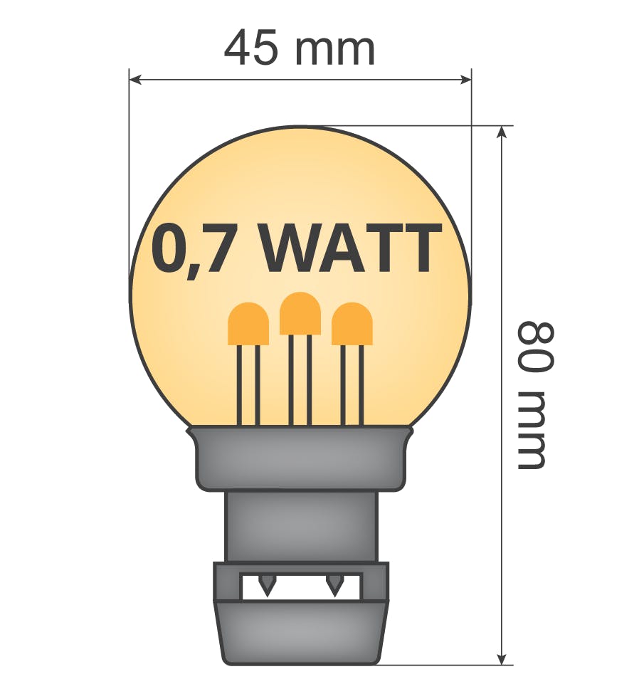 Lichtslinger voor buiten met vaste lampen 10m of 25m - uitbreidbaar