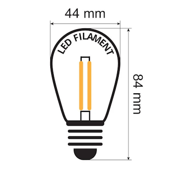 E27 2W Varmhvid LED-pære med dobbelt glødetråd, dæmpbar - 2000K