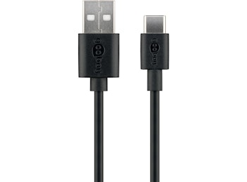 Goobay USB 2.0 - USB Type-C kabel 1m Svart for Solcellebelysning