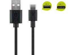 Goobay USB 2.0 - USB Type-C kabel 1m Sort til Solcellebelysning
