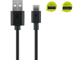 Goobay USB 2.0 - USB Type-C kabel 1m Zwart voor Zonneverlichting