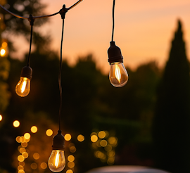 LY Sweden Catena luminosa da esterno con portalampade pendenti, 10 m, con 20 lampadine LED intercambiabili
