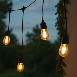 LY Sweden Catena luminosa da esterno con portalampade pendenti, 10 m, con 20 lampadine LED intercambiabili