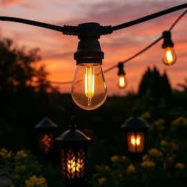 LY Sweden Premium Catena Luminosa per Esterni con Cavo Piatto - 10m a 100m con Lampadine E27 Sostituibili