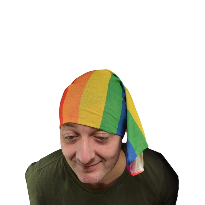 Pridebuff i regnbågsfärger