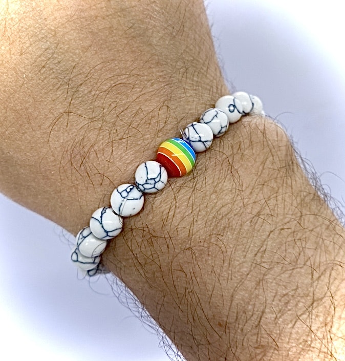 Armband PRIDE marmorerade stenpärlor