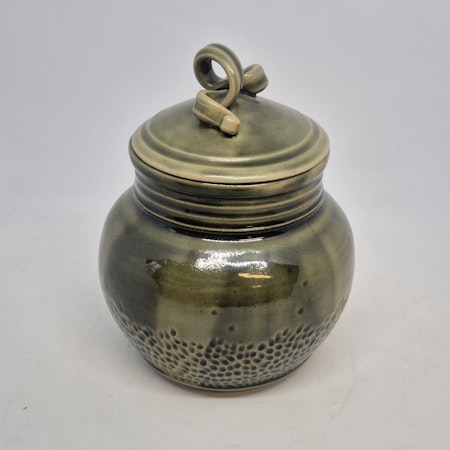 Burk med lock "pinjegrön"