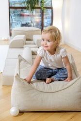 Meow rektangulär barnpuff boucle vit