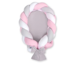 Babynest Vit-Grå-Rosa