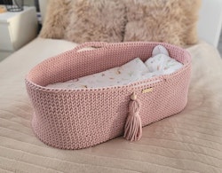 Moseskorg Boho Handmade Pastel Rosa