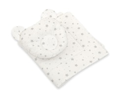 Kudde Nalle och Täcke, Bäddset - Mini Gray Stars